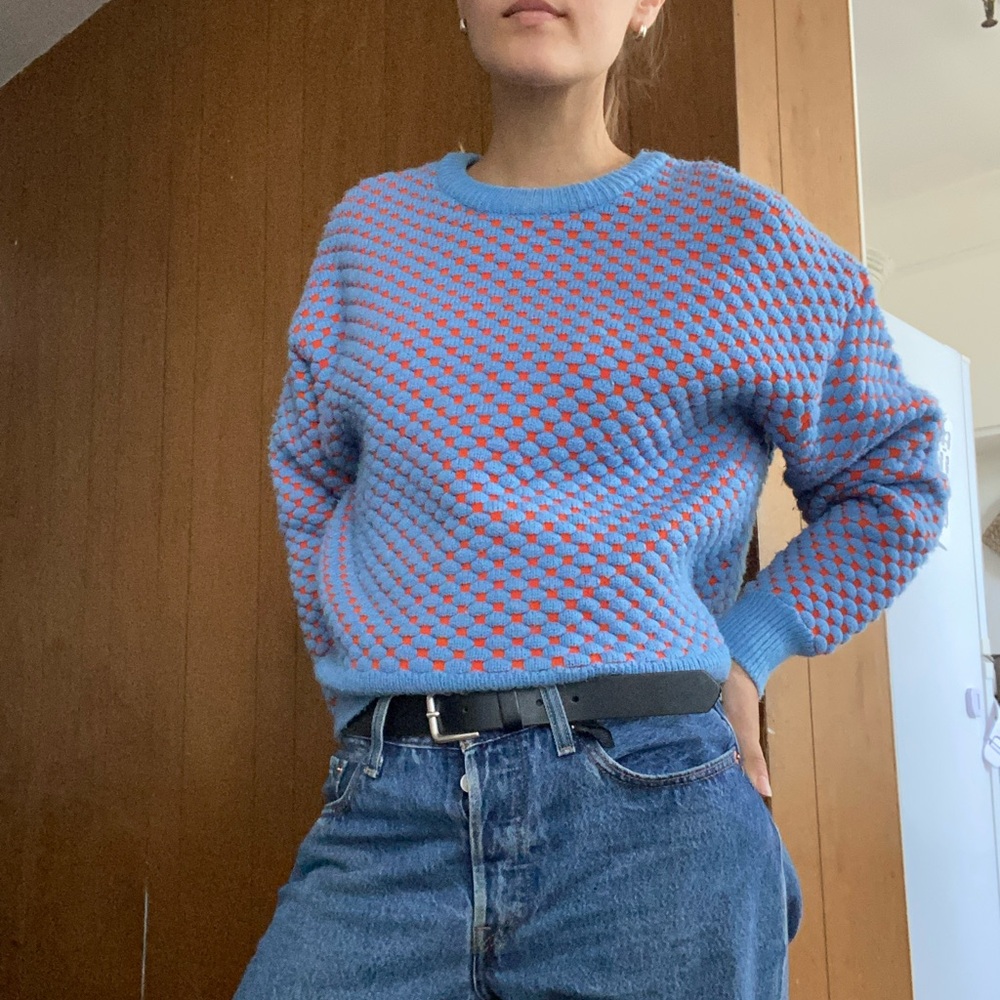 H&M Blue and Red Geometric Women's Sweater
